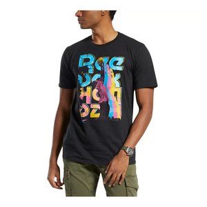 Reebok Mens Basketball Playground Graphic Crewneck T-Shirt Black Size Large